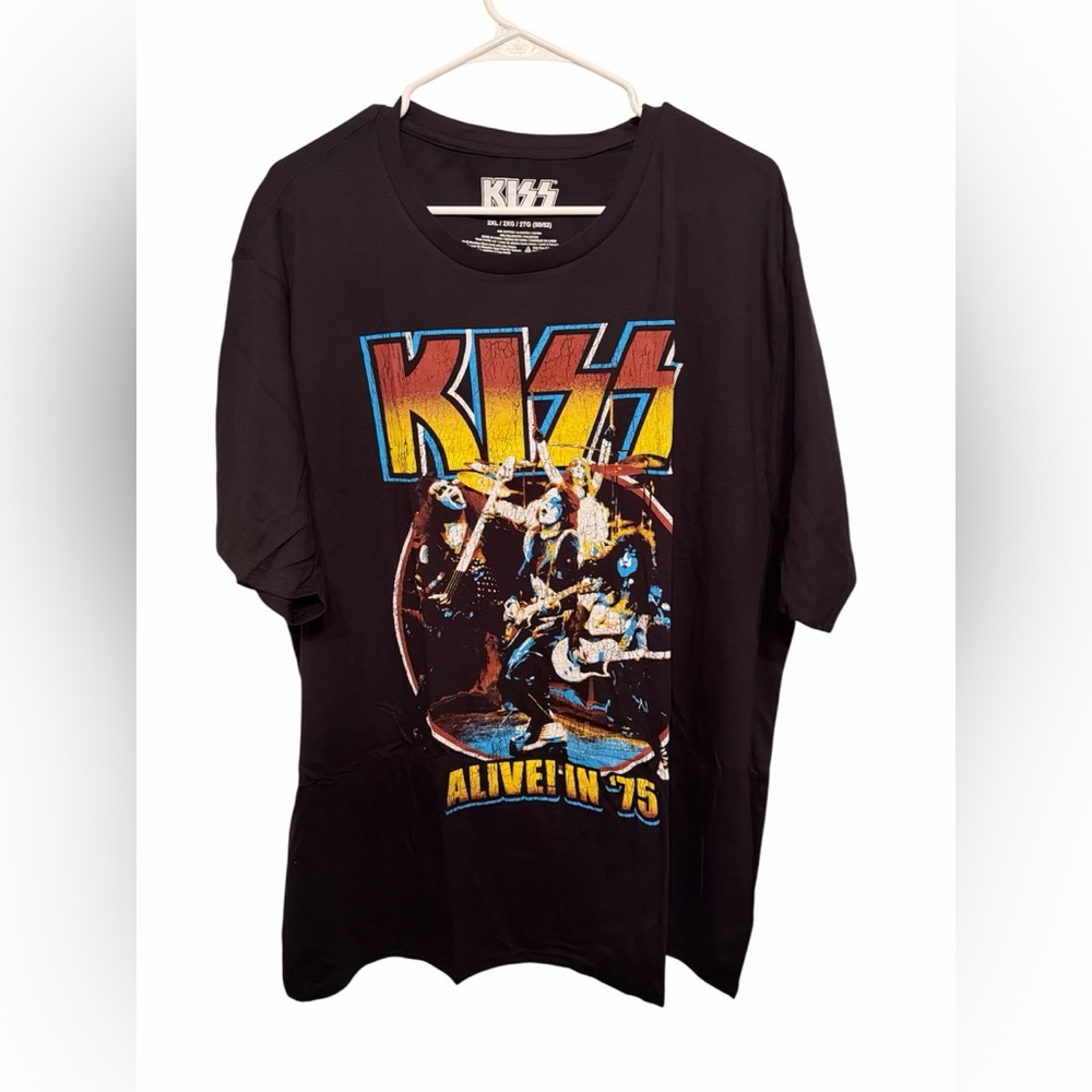 KISS‎ Alive 75 Concert T Shirt Rock Band Black Size 2XL